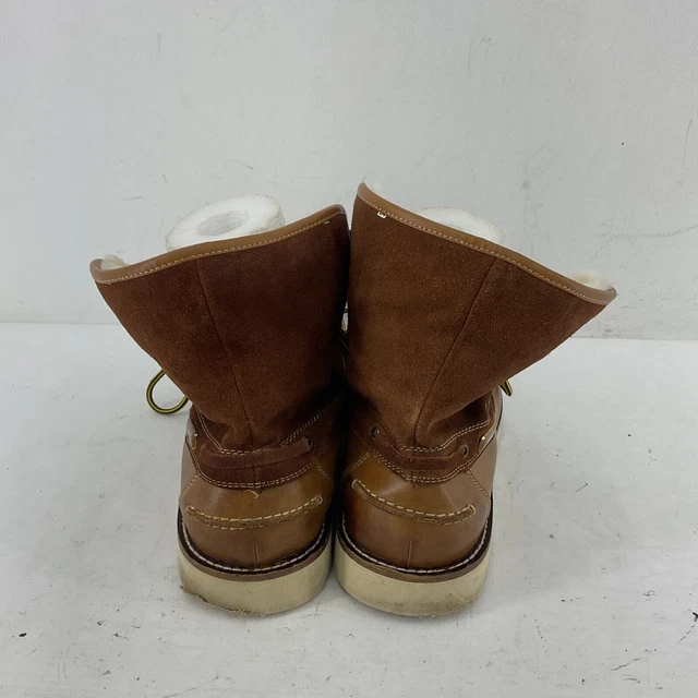 GBX MEN'S BROWN Leather Shearling Lined Winter Combat Boots Size 11