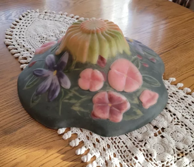 Vintage Floral Reverse Painted Pairpoint "Style" Puffy Glass Lamp Shade 16"×6"