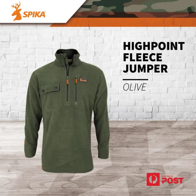 Spika Olive Highpoint Fleece Jumper Water Resistant Windproof Hunting Jacket