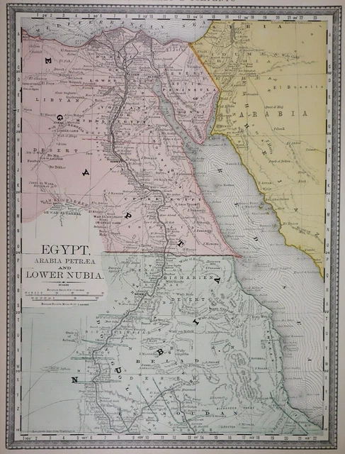 Authentic 1882 R McNally Atlas MAP ~ EGYPT - NUBIA ~ FreeS&H   Inv#157
