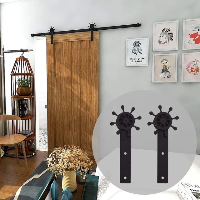 6.6FT Sliding Barn Door Hardware Kit Modern Closet Hang Style Track Rail Black
