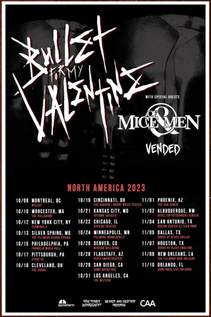 BULLET FOR MY VALENTINE | OF MICE & MEN | VENDED Tour 2023 Ltd Ed RARE Poster!