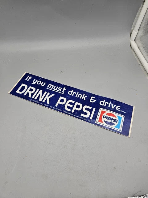 Pepsi Drink & Drive "Drink Pepsi" Sticker Decal 11" Car Bumper Advertisment 80s