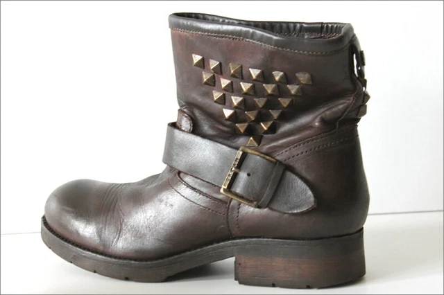 KOAH  Bottines Boots Cuir Marron Foncé Doublées Cuir T 40 TBE
