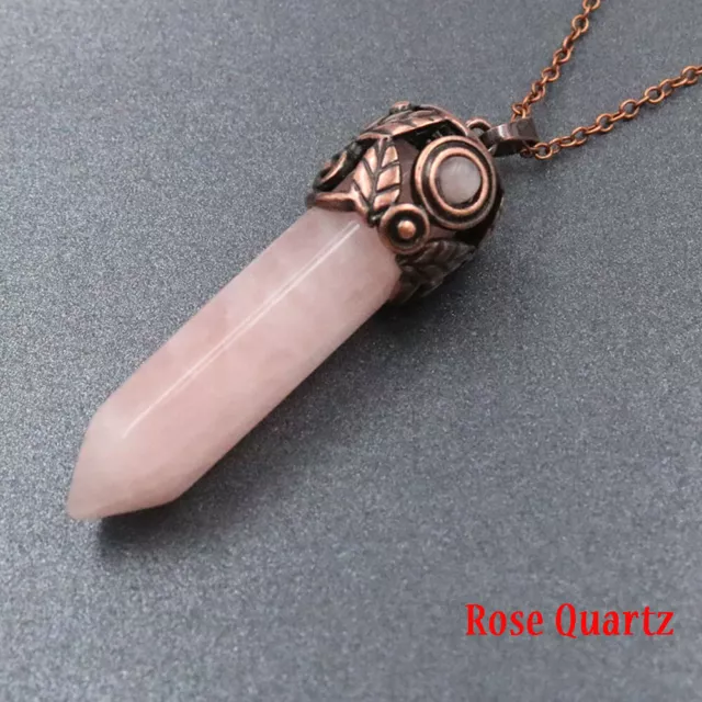 Natural Hexagon Stone Pendant Quartz Crystal Healing Chakra Pendulum Pendant