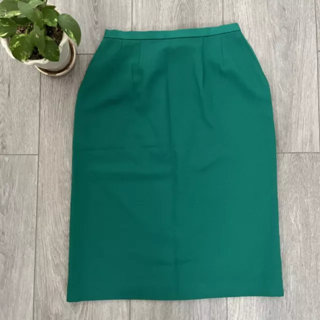 Vintage 80s Skirt Koret Size 8P With Pockets Green St Patty Day Secretary Modest