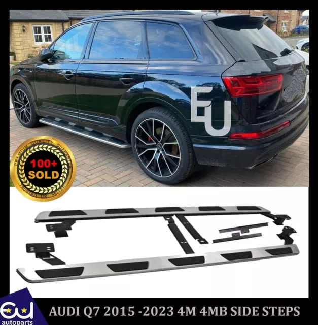 For Audi Q7 2015-2023 4M 4Mb Side Steps Running Boards Guard Brushed Steel New