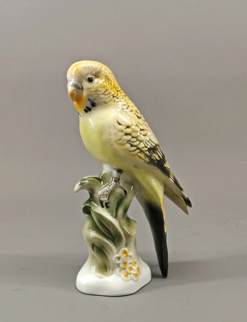 9924099 Figura de Porcelana Wagner & Apel Periquito Pájaro Amarillo H20cm