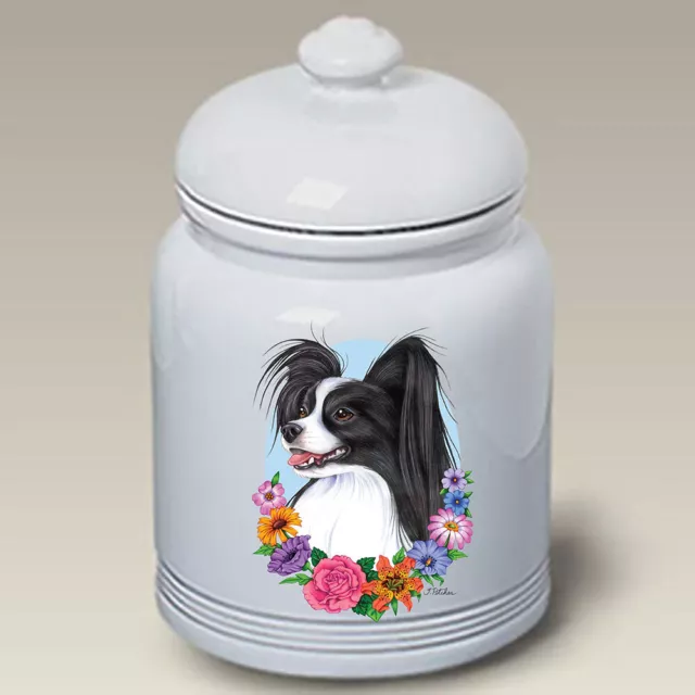 Black and White Papillon Ceramic Treat Jar TP 47078