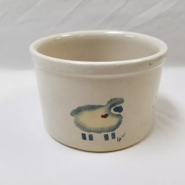 Vtg Robinson Ransbottom RRP Pottery Roseville Ohio Low Sheep Crock 6.5"x4.25"