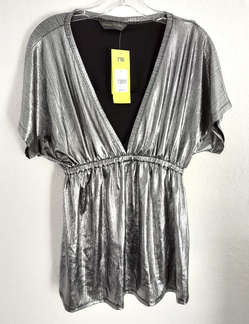 Top de maternidad Mothercare plateado talla L manga corta nuevo con etiquetas precio de venta sugerido por el fabricante £20