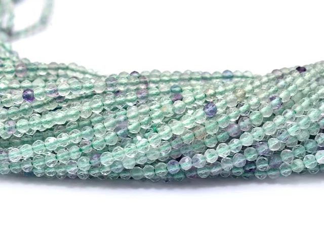 A++ 2MM vente en gros 5 brins micro perles rondes à facettes en fluorite...