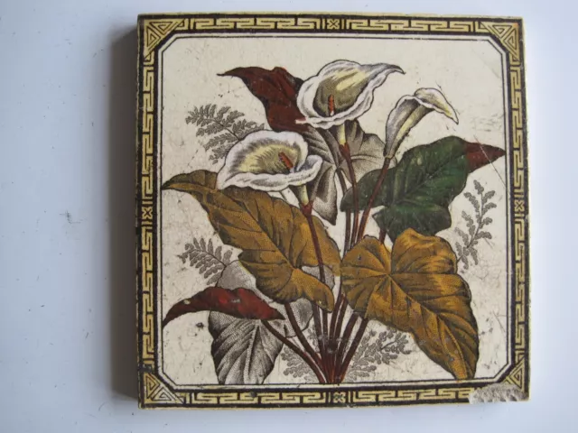 Antique Victorian Print And Tint Wall Tile - C1887 - Decorative Art Tile Co #N85