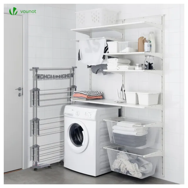 VOUNOT Sechoir a linge inox etendoir robuste ailes pliables 3 niveaux 3