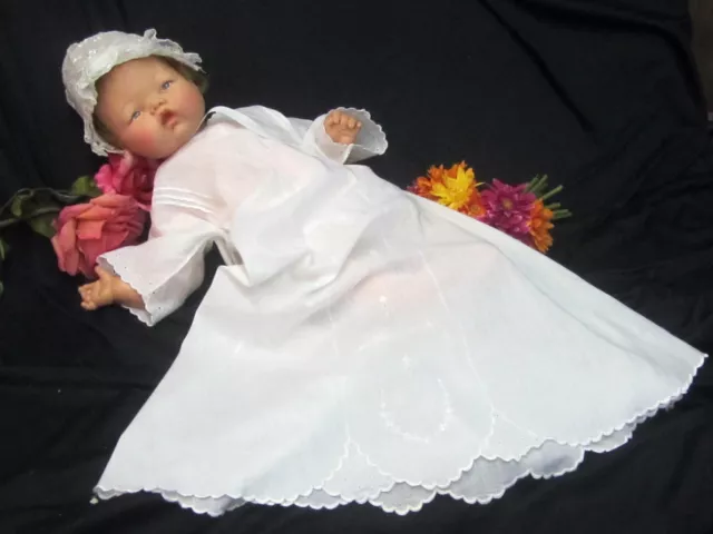 ANTIQUE Victorian era CHRISTENING gown DRESS baby DOLL clothes EMBROIDERY cotton