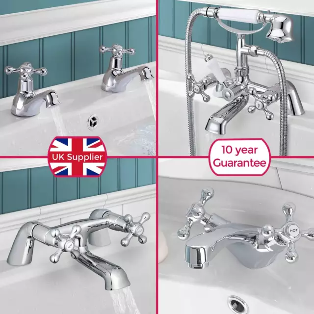 Classic Bathroom Sink Basin Mono Mixer, Bath Filler, Shower Tap Chrome |Stafford