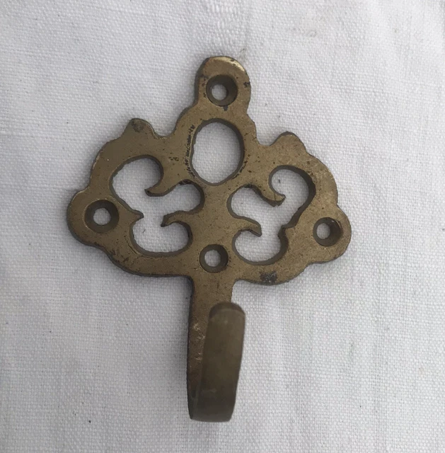 French wall hook Antique Solid Brass Curtain Tie Back Victorian Gold Filigree