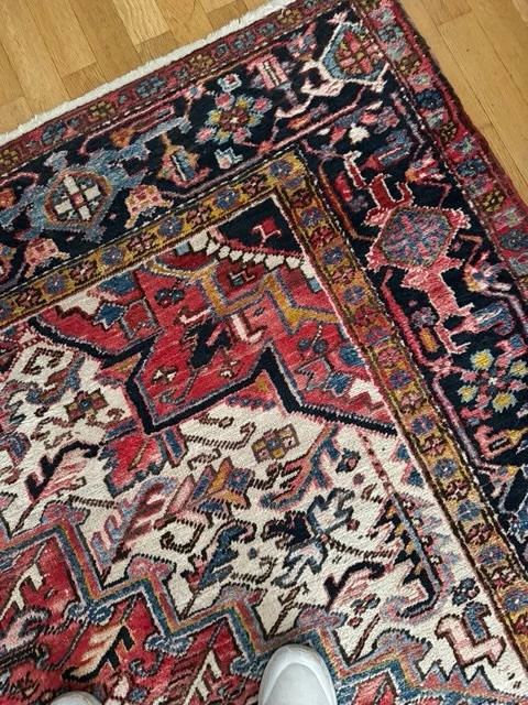 Grand Tapis Ancien Saint Maclou Laine - Dimensions 300x200 Cm, épaisseur 1 Cm, Couleur Beige, Occasion