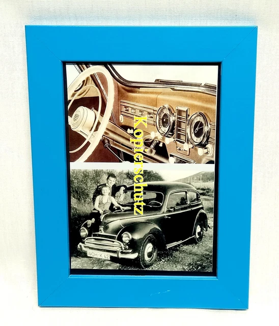 Werbung - Ford Taunus 1948 - in Holz / Echtglas gerahmt - 16 x 21 cm