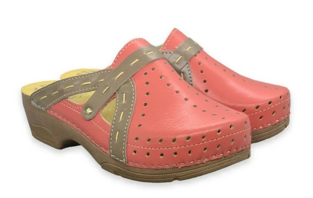 Chaussures en Cuir de Forme Anatomique Confort Sabots Taille 37 Art. 311 Rose