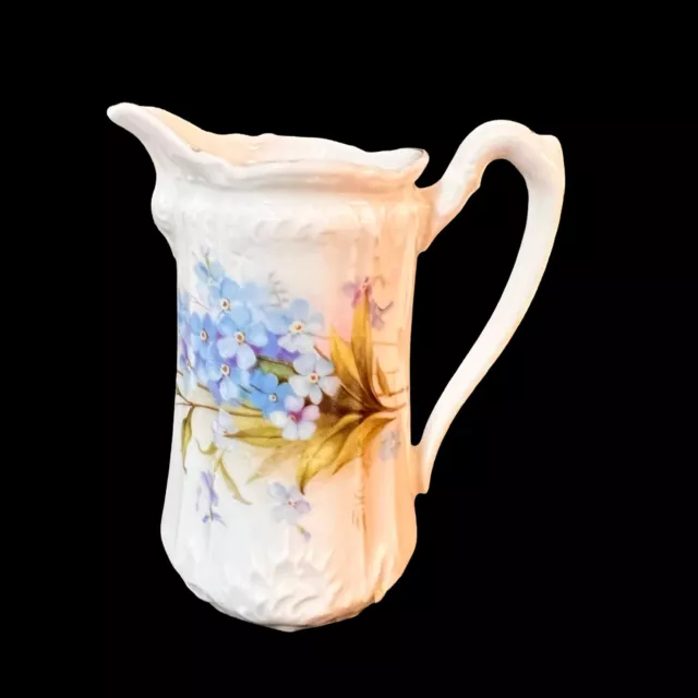 Vintage Cottage Core Porcelain Hand Painted Tiny Pitcher Creamer w/ Lilacs EUC