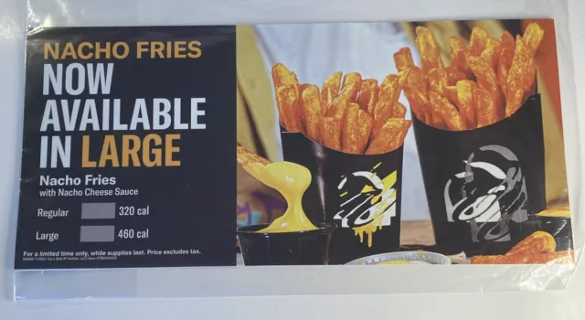 Taco Bell Nacho Fries Menu Board 10”x22” Set Of 2 New In Bag