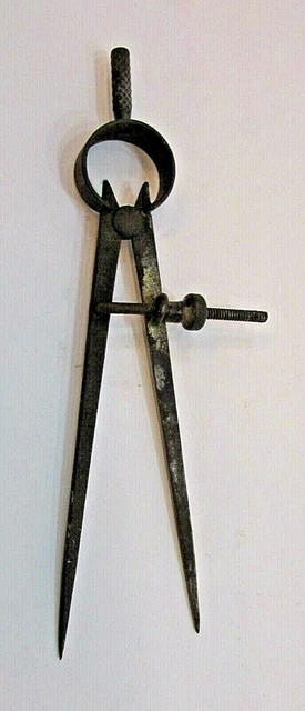 Antique Mathematical Drafting Tool Instrument 6" Steel Screw Divider FREE S/H