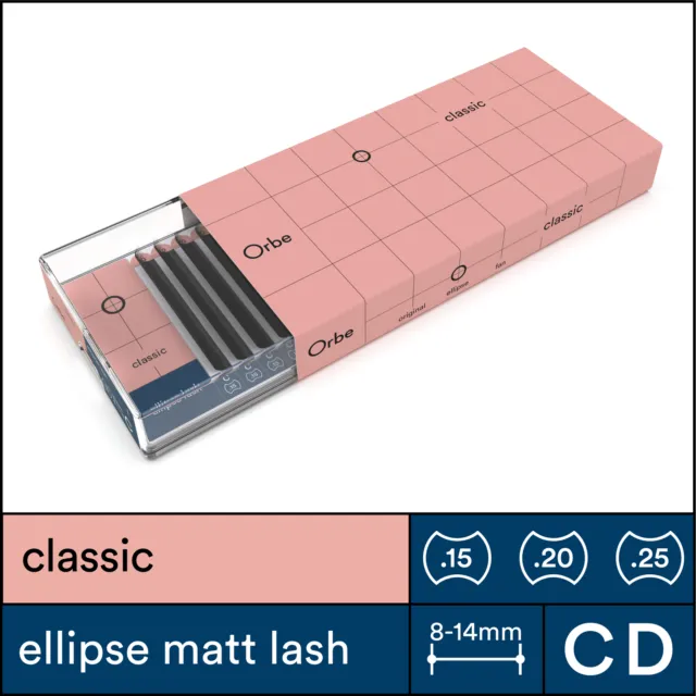 Classic Lashes Cashmere Flat Ellipse MATT Individual Eyelash Extensions by Orbe
