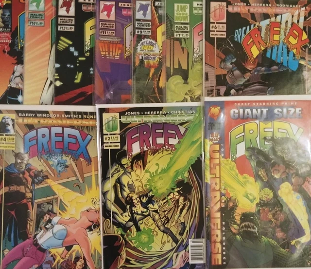 Freex Lot of 15 #1,2,3,4,5,6,7,8,9,10,11-15 Giant Size 1 Malibu 1993 Comic Books