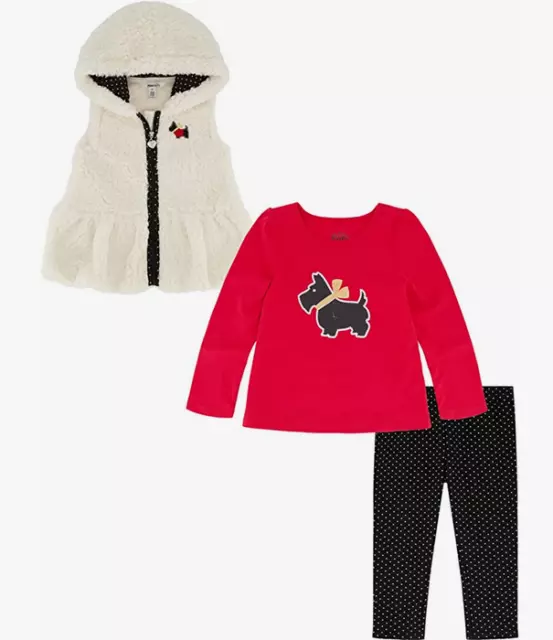 Kids Headquarters Baby Girls' 3 Pieces Vest Set Marshmallow/Red/Black 24 M