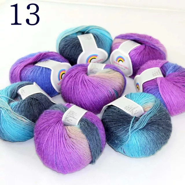 Sale 2ballsx50gr Cashmere Wool Rainbow Rugs Shawl Sweater Hand