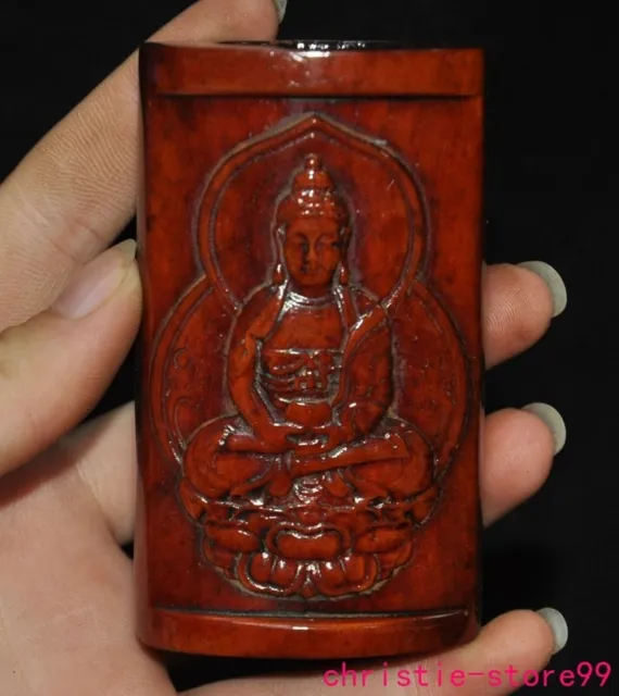 3.4" Tibet Buddhism cow carved Shakyamuni Sakyamuni Shakya Mani Talisman pendant