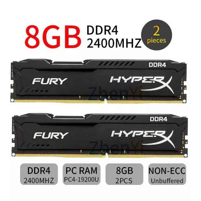 16Go 2x 8Go 4Go DDR4 2400MHz PC4-19200 288Pin Desktop Mémoire RAM HyperX FURY FR