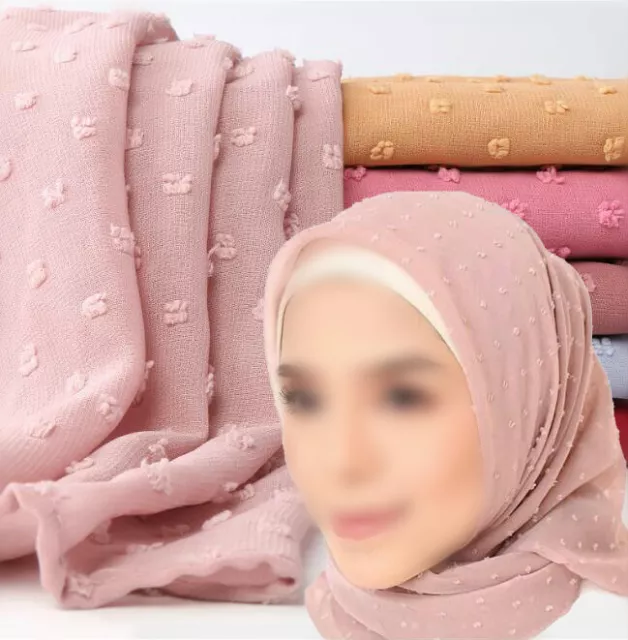 Frauen Plain Chiffon Schal Hijab Muslim Stirnband Wickelschals Schalldämpfer Neu