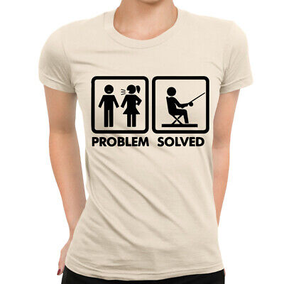 Fishing Problem Solved funny Ladies T-Shirt | Screen Printed - Womens Top