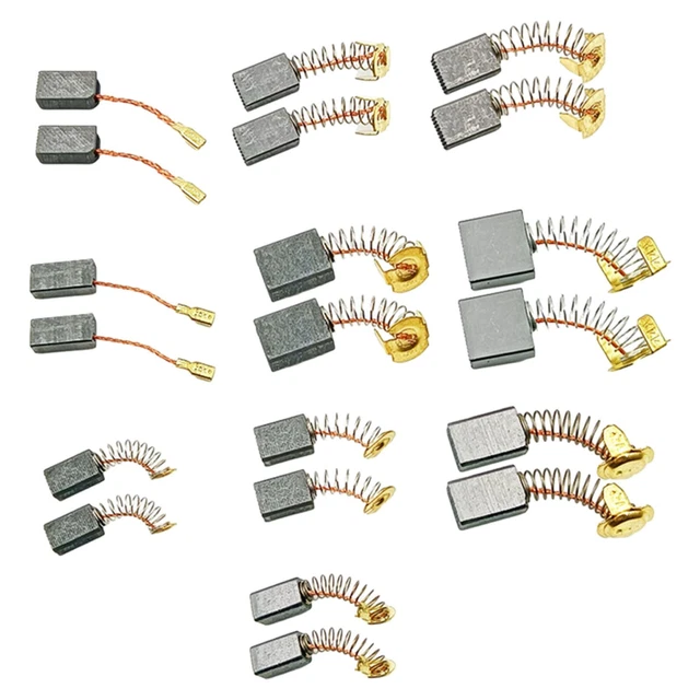 2 Balais De Charbon Asein 0868 Pour Ryobi - Dimensions 5x10x10 Mm - Avec Ressort, Câble Et Connecteur - Pour Rabot L1323A, L282