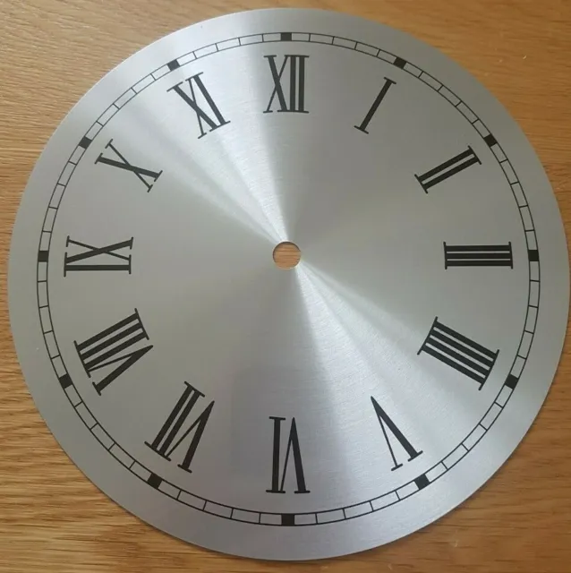NEW - 8 Inch Clock Dial Face - Silver Finish - 203mm Roman Numerals - DL21