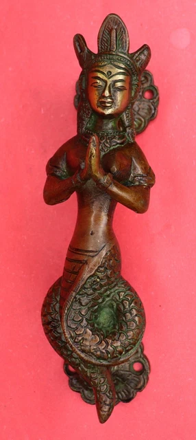 Nag Kanya Snake Lady Antique Vintage Finish Handmade Brass Door Handle Pull Knob