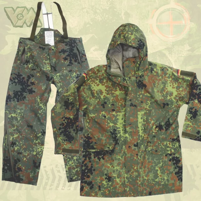 Bundeswehr Regenanzug Jacke Hose Nässeschutz Bw Flecktarn Angeln Jagen