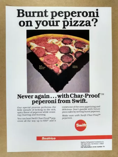 1985 Beatrice Swift Char-Proof Peperoni vintage print Ad