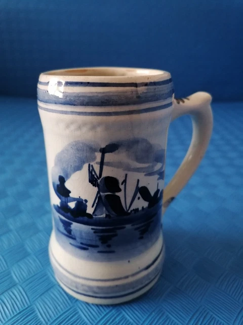 VINTAGE HAND PAINTED Delft Blue Stein Beer Mug Made in Holland, 4.75" £ ...