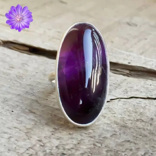 Amethyst Gemstone 925 Sterling Silver Handmade Ring Jewelry in All Size