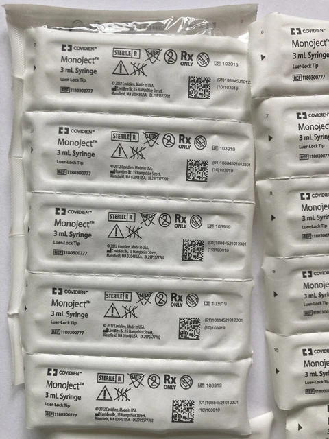 Monoject 3cc 3ml Sterile Luer Lock Needle-Less Syringes, 100 COUNT