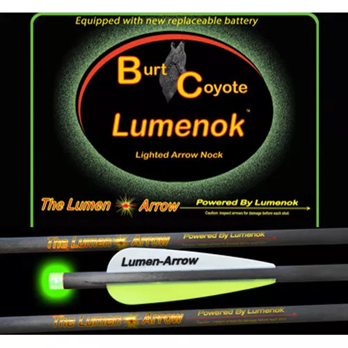 Burt Coyote Lumenok 22" Carbon Bolt Green Flat End 3pk #00313 BECF223G Crossbow
