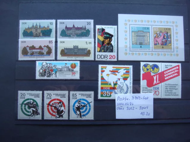 Postfr. DDR-Lot von 1986 aus den Mi.-Nrn. 3032-3049