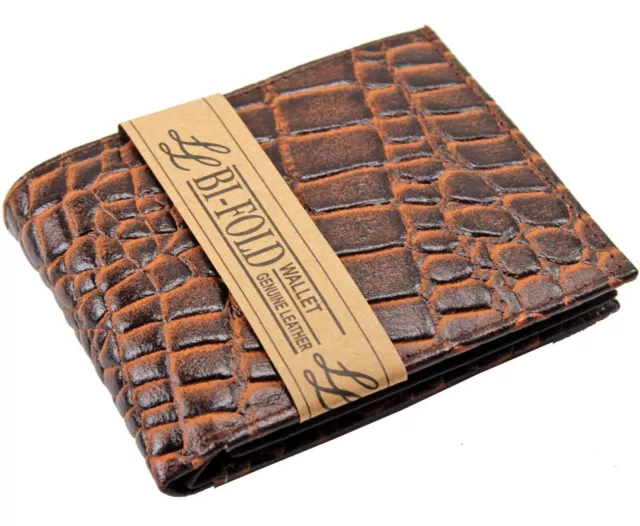 New Mens Bifold Genuine Leather Exotic Wallet Multi Pockets Fashion IDs Cards