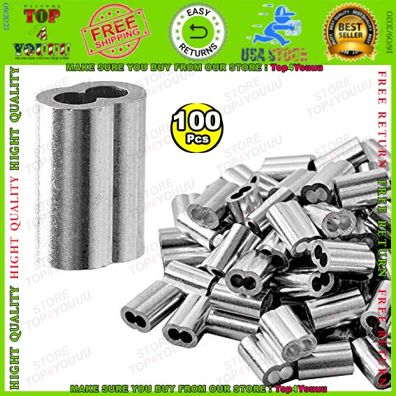 1/8 Inch 100PCS Aluminum Crimping Loop Sleeve For Wire Rope Cable Ferrule NEW