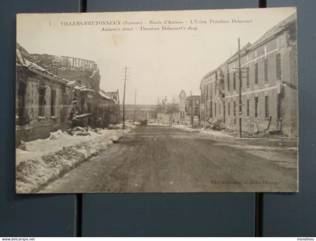 Villers-Bretonneux - Route d'Amiens L'Usine  Delacourt L'Hiver, destruction 1919