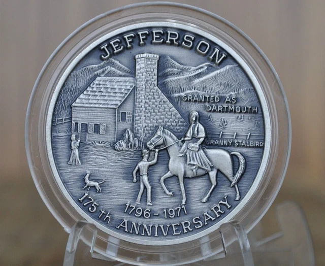 Jefferson New Hampshire Town Medal - Sterling - 1971 Jefferson 175th Anniversary