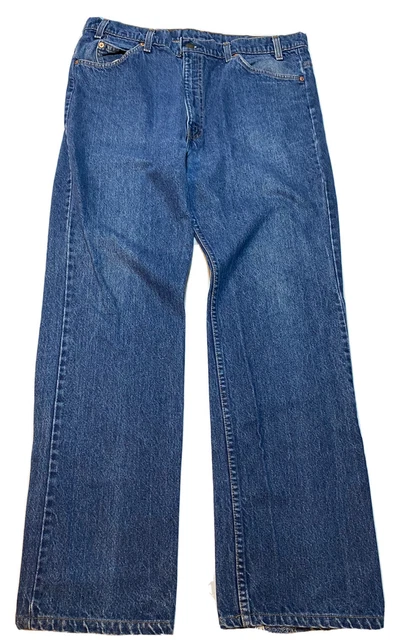 Vintage Levi's 517 Boot Cut Jeans Actual Size 38x32 Dark Wash Orange Tab M8